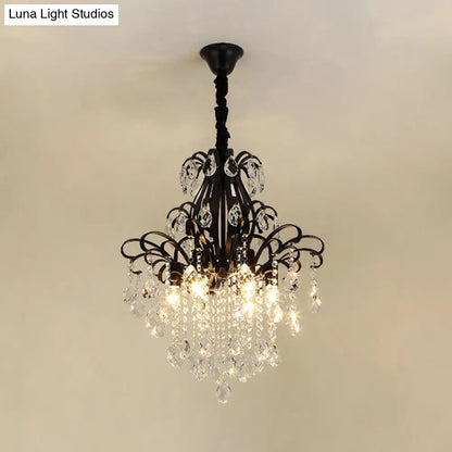 Lámpara colgante de araña de cristal modernista con 3/6 cabezales en negro/dorado - Perfecta para el dormitorio