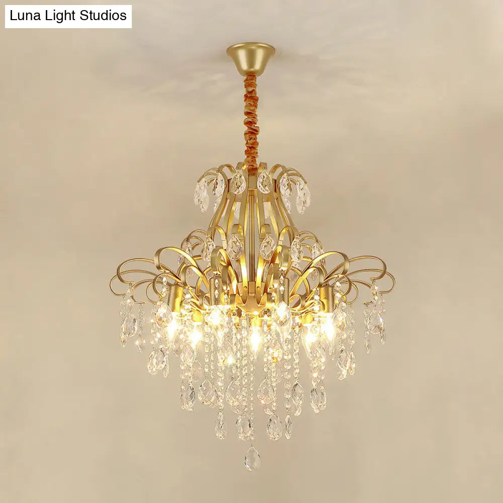 Lámpara colgante de araña de cristal modernista con 3/6 cabezales en negro/dorado - Perfecta para el dormitorio