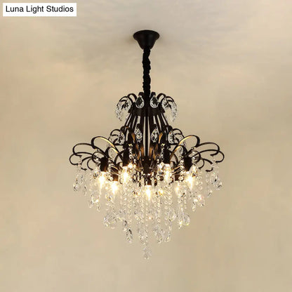 Lámpara colgante de araña de cristal modernista con 3/6 cabezales en negro/dorado - Perfecta para el dormitorio