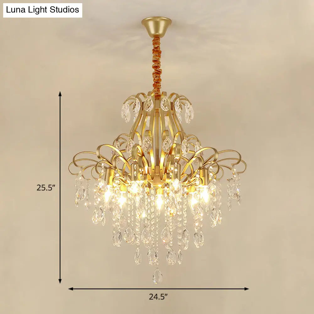 Lámpara colgante de araña de cristal modernista con 3/6 cabezales en negro/dorado - Perfecta para el dormitorio