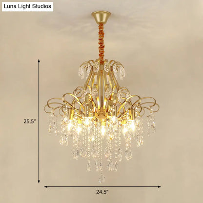 Lámpara colgante de araña de cristal modernista con 3/6 cabezales en negro/dorado - Perfecta para el dormitorio