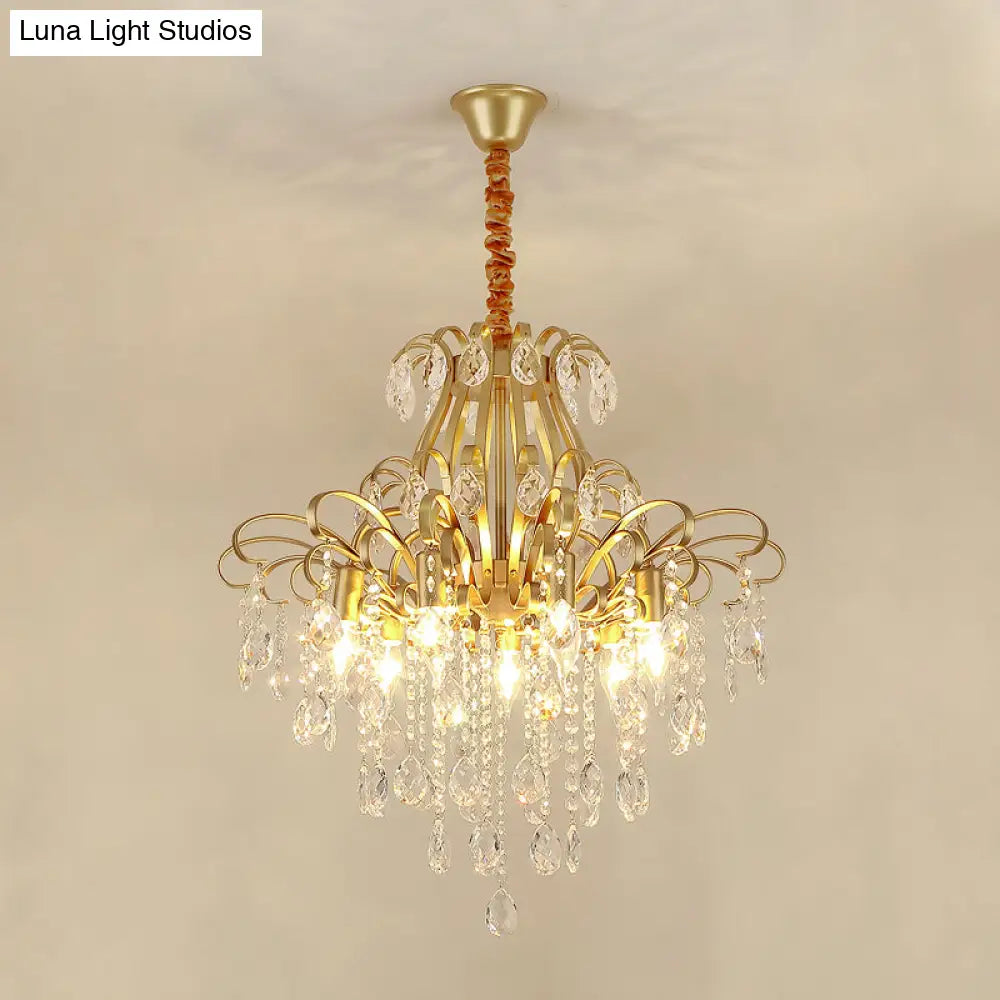 Lámpara colgante de araña de cristal modernista con 3/6 cabezales en negro/dorado - Perfecta para el dormitorio