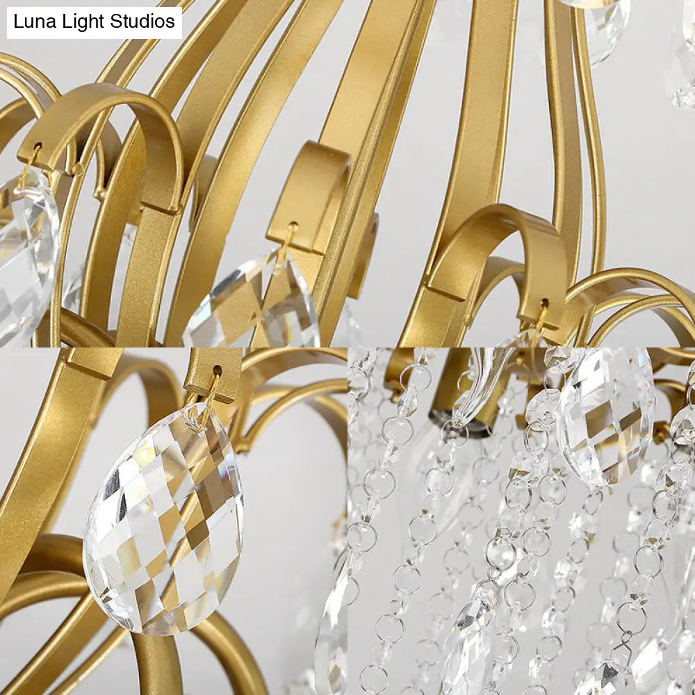 Lámpara colgante de araña de cristal modernista con 3/6 cabezales en negro/dorado - Perfecta para el dormitorio