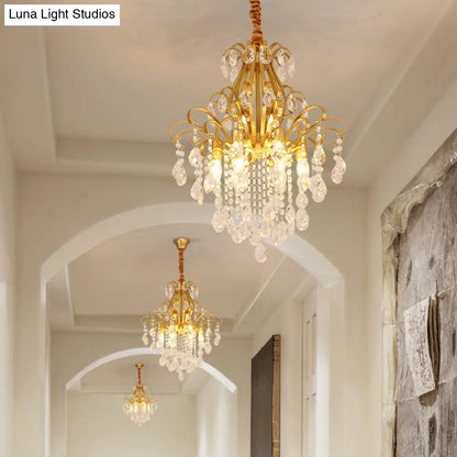 Lámpara colgante de araña de cristal modernista con 3/6 cabezales en negro/dorado - Perfecta para el dormitorio