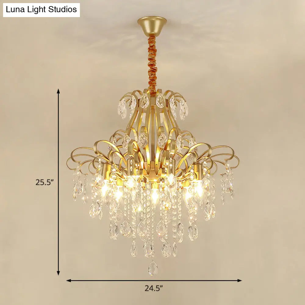 Lámpara colgante de araña de cristal modernista con 3/6 cabezales en negro/dorado - Perfecta para el dormitorio