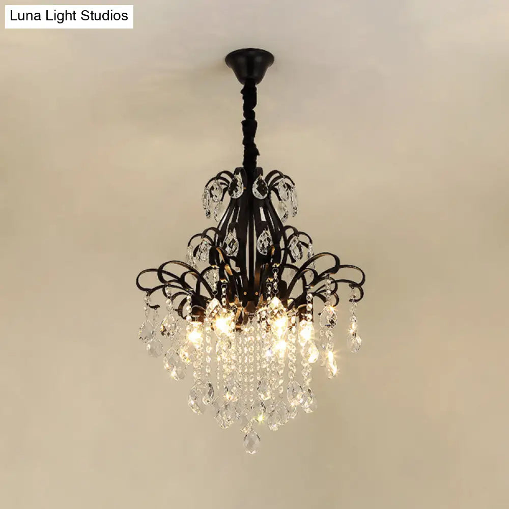 Lámpara colgante de araña de cristal modernista con 3/6 cabezales en negro/dorado - Perfecta para el dormitorio