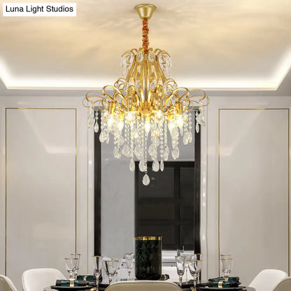 Lámpara colgante de araña de cristal modernista con 3/6 cabezales en negro/dorado - Perfecta para el dormitorio