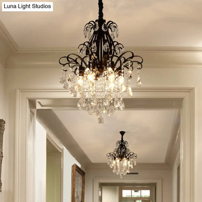 Lámpara colgante de araña de cristal modernista con 3/6 cabezales en negro/dorado - Perfecta para el dormitorio