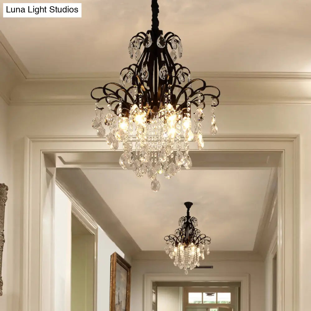 Lámpara colgante de araña de cristal modernista con 3/6 cabezales en negro/dorado - Perfecta para el dormitorio