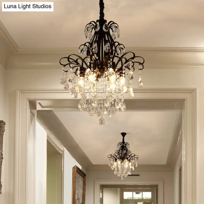 Lámpara colgante de araña de cristal modernista con 3/6 cabezales en negro/dorado - Perfecta para el dormitorio