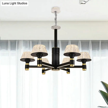 Lámpara de techo colgante de cristal modernista en forma de cono - 6/8/12 bombillas - Negra - 70/85/95 cm de ancho