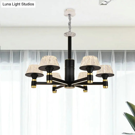 Lámpara de techo colgante de cristal modernista en forma de cono - 6/8/12 bombillas - Negra - 70/85/95 cm de ancho