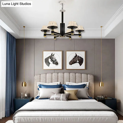 Lámpara de techo colgante de cristal modernista en forma de cono - 6/8/12 bombillas - Negra - 70/85/95 cm de ancho