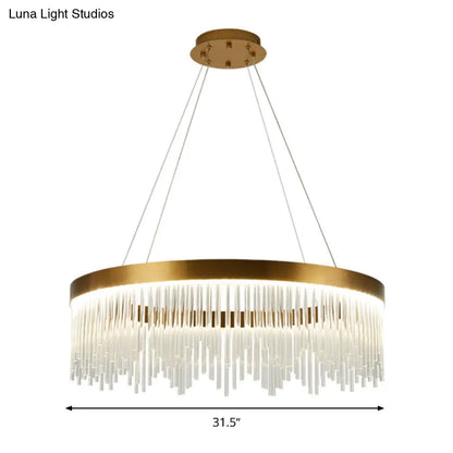 Lámpara colgante modernista de latón con LED y cristal - Lámpara de araña tubular, luz cálida/blanca, 40,6 cm/60 cm/80 cm de ancho