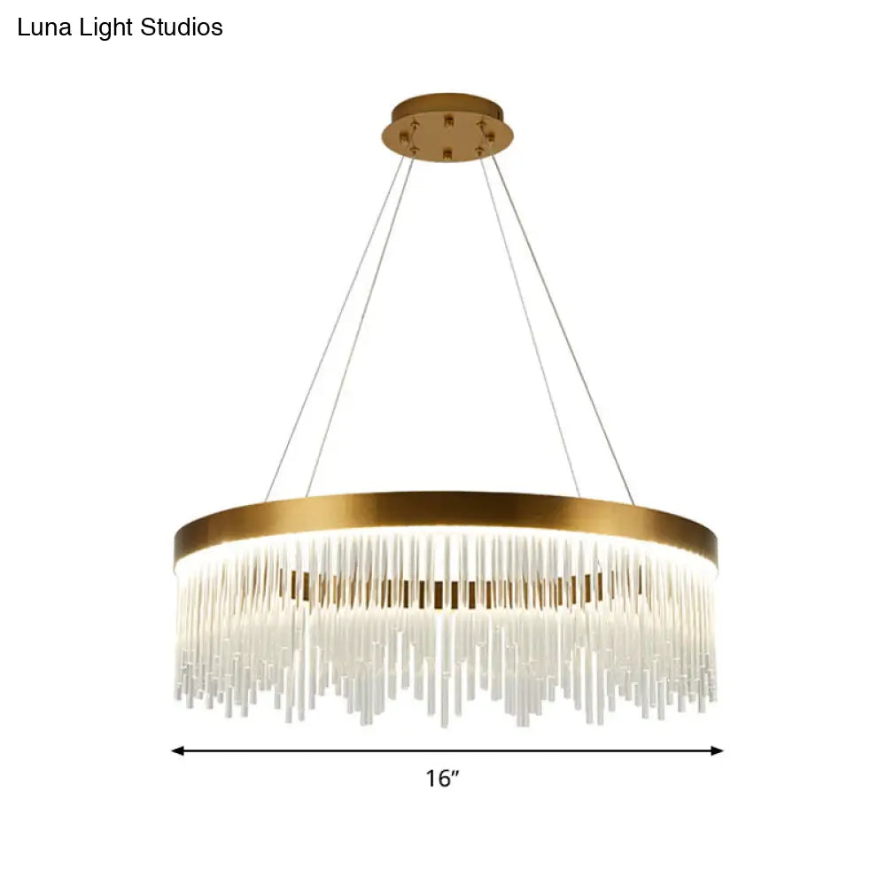 Lámpara colgante modernista de latón con LED y cristal - Lámpara de araña tubular, luz cálida/blanca, 40,6 cm/60 cm/80 cm de ancho