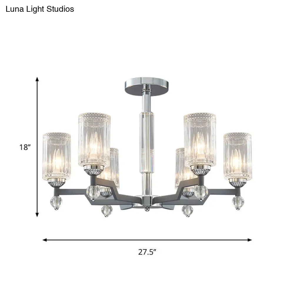 DecorBites™ DecorBites™ Modernist Crystal Semi Flush Ceiling Light - 3/6-Head Flush Mount in Chrome