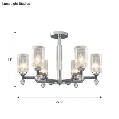 DecorBites™ DecorBites™ Modernist Crystal Semi Flush Ceiling Light - 3/6-Head Flush Mount in Chrome