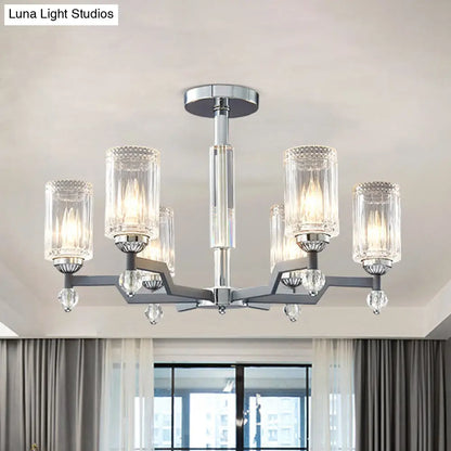 DecorBites™ DecorBites™ Modernist Crystal Semi Flush Ceiling Light - 3/6-Head Flush Mount in Chrome