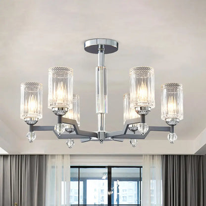 DecorBites™ DecorBites™ Modernist Crystal Semi Flush Ceiling Light - 3/6-Head Flush Mount in Chrome
