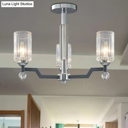 DecorBites™ DecorBites™ Modernist Crystal Semi Flush Ceiling Light - 3/6-Head Flush Mount in Chrome