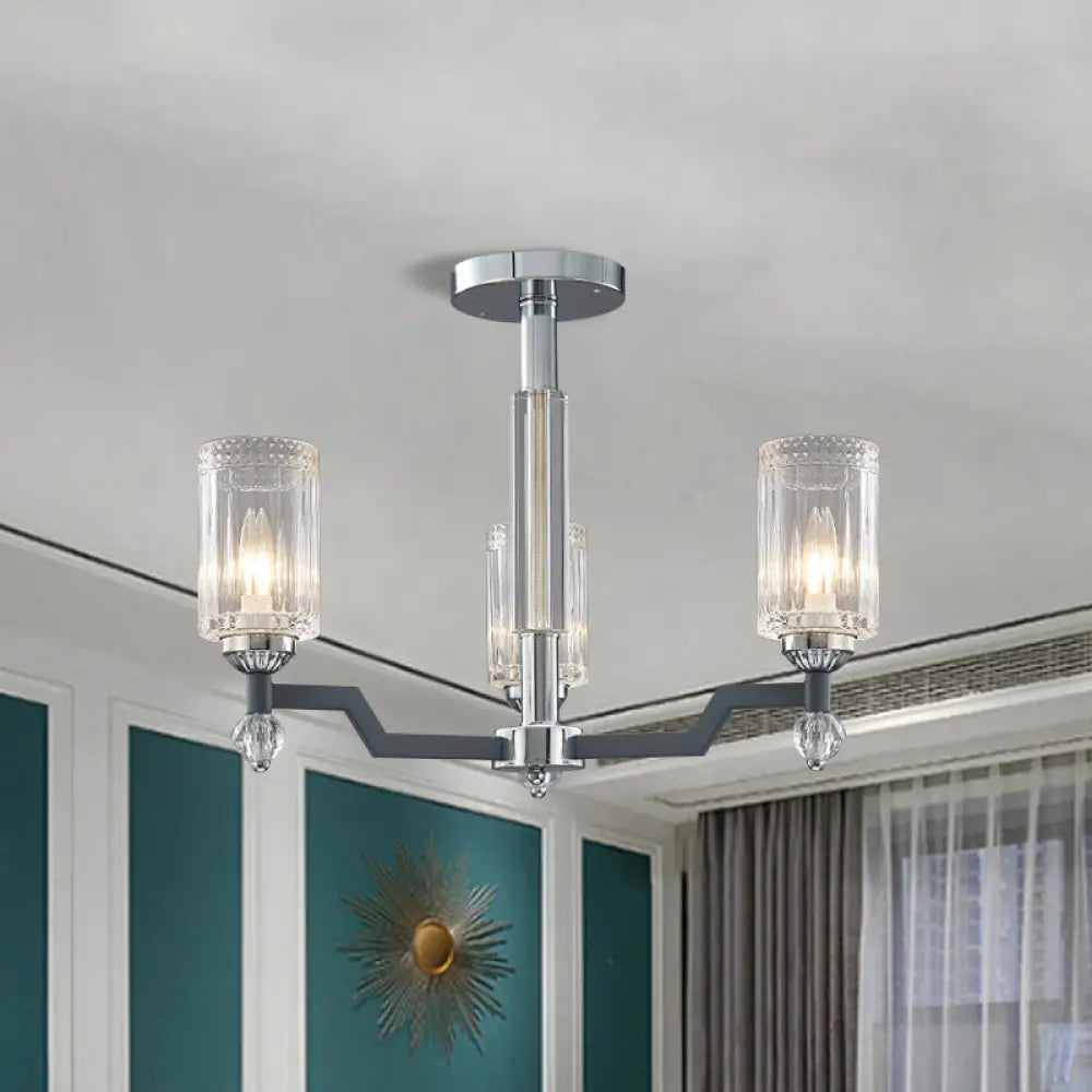 DecorBites™ DecorBites™ Modernist Crystal Semi Flush Ceiling Light - 3/6-Head Flush Mount in Chrome