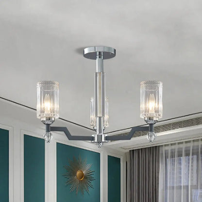 DecorBites™ DecorBites™ Modernist Crystal Semi Flush Ceiling Light - 3/6-Head Flush Mount in Chrome