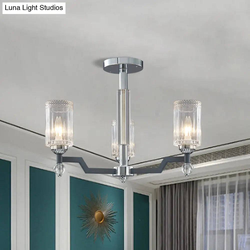 DecorBites™ DecorBites™ Modernist Crystal Semi Flush Ceiling Light - 3/6-Head Flush Mount in Chrome