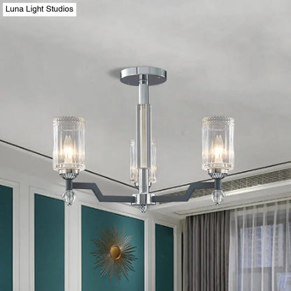 DecorBites™ DecorBites™ Modernist Crystal Semi Flush Ceiling Light - 3/6-Head Flush Mount in Chrome
