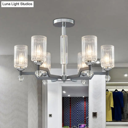 DecorBites™ DecorBites™ Modernist Crystal Semi Flush Ceiling Light - 3/6-Head Flush Mount in Chrome
