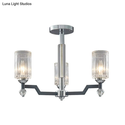 DecorBites™ DecorBites™ Modernist Crystal Semi Flush Ceiling Light - 3/6-Head Flush Mount in Chrome