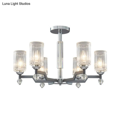 DecorBites™ DecorBites™ Modernist Crystal Semi Flush Ceiling Light - 3/6-Head Flush Mount in Chrome