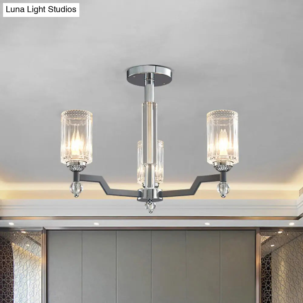 DecorBites™ DecorBites™ Modernist Crystal Semi Flush Ceiling Light - 3/6-Head Flush Mount in Chrome