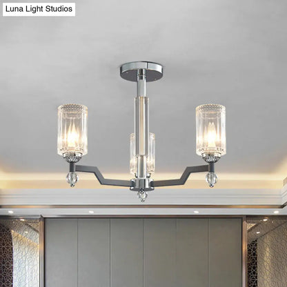 DecorBites™ DecorBites™ Modernist Crystal Semi Flush Ceiling Light - 3/6-Head Flush Mount in Chrome