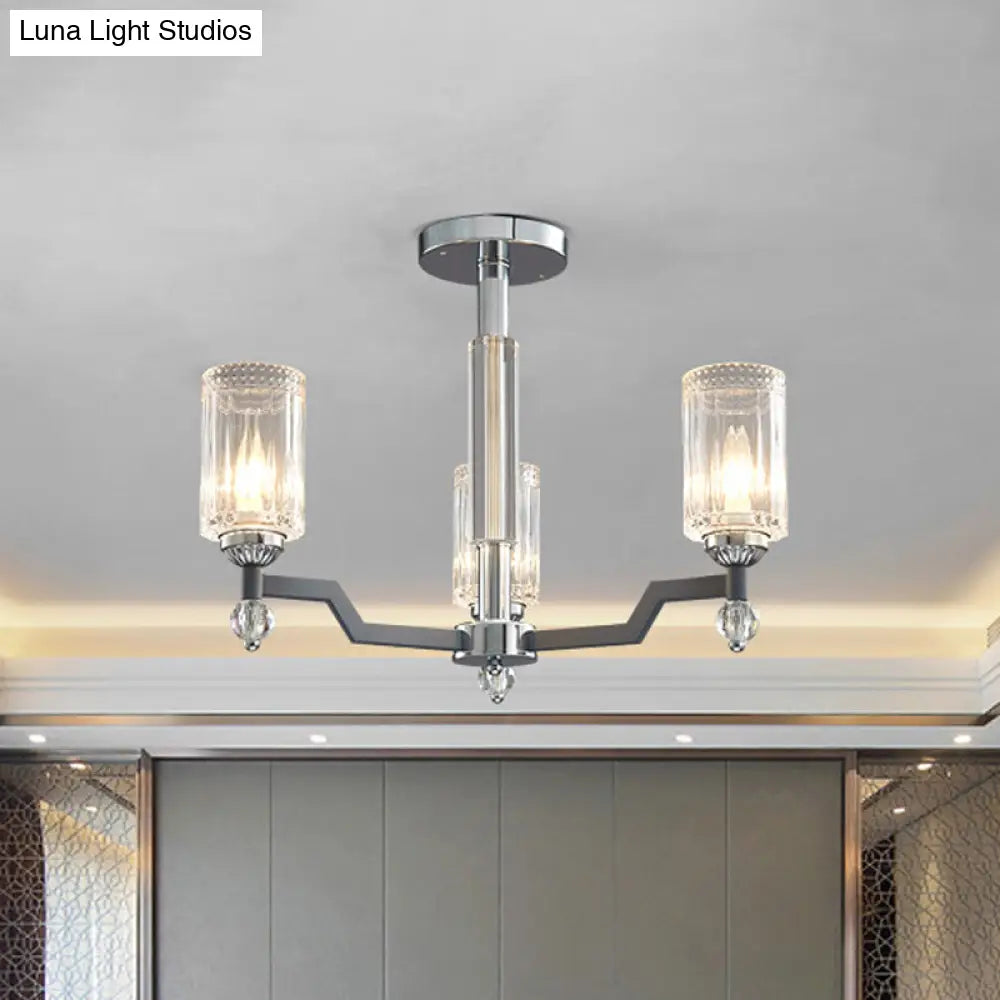 DecorBites™ DecorBites™ Modernist Crystal Semi Flush Ceiling Light - 3/6-Head Flush Mount in Chrome