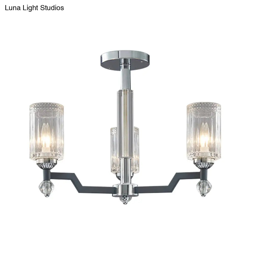DecorBites™ DecorBites™ Modernist Crystal Semi Flush Ceiling Light - 3/6-Head Flush Mount in Chrome