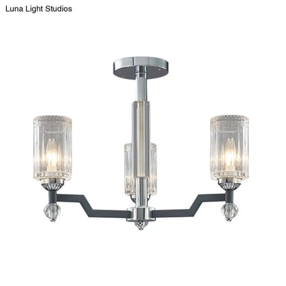 DecorBites™ DecorBites™ Modernist Crystal Semi Flush Ceiling Light - 3/6-Head Flush Mount in Chrome