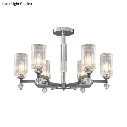 DecorBites™ DecorBites™ Modernist Crystal Semi Flush Ceiling Light - 3/6-Head Flush Mount in Chrome