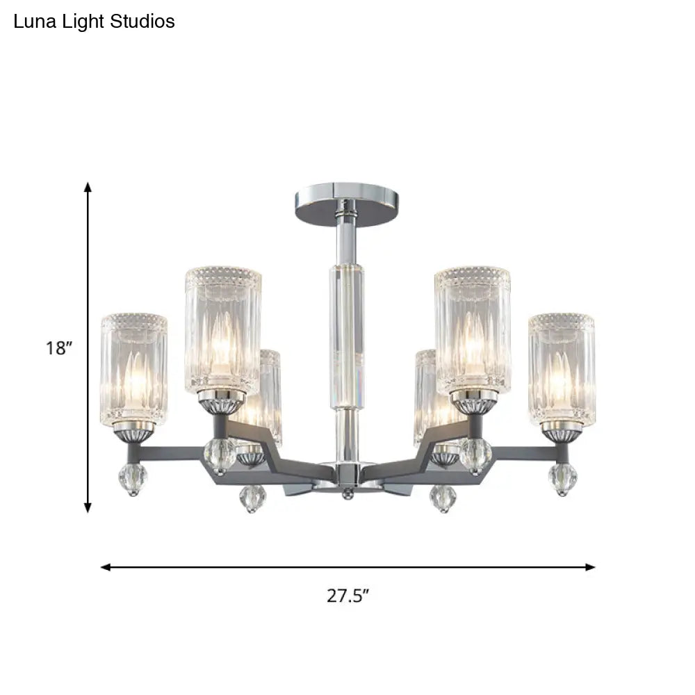 DecorBites™ DecorBites™ Modernist Crystal Semi Flush Ceiling Light - 3/6-Head Flush Mount in Chrome