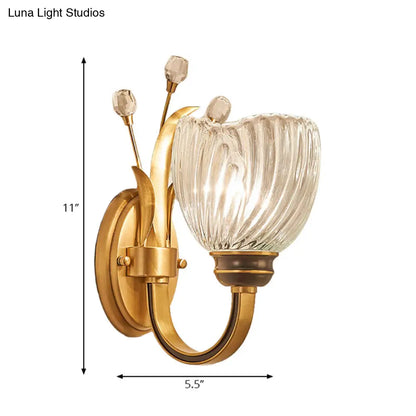 DecorBites™ DecorBites™ Modernist Crystal Shade Brass Wall Sconce for Living Room - 1/2-Light Bowl Wall Lighting