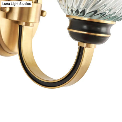 DecorBites™ DecorBites™ Modernist Crystal Shade Brass Wall Sconce for Living Room - 1/2-Light Bowl Wall Lighting