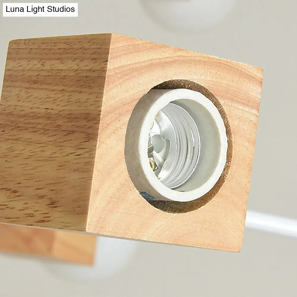 Modernist Curved Arm Pendant Chandelier: White/Black, Multi-Light Wood Hanging Lamp with Chain