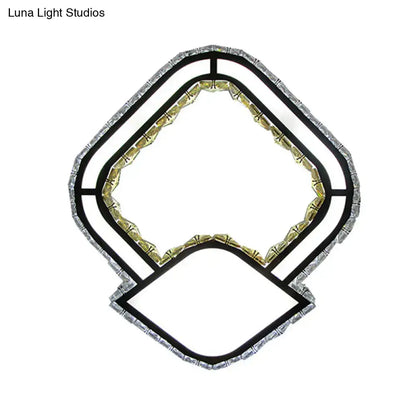 Modernist cut crystal led geometric wall sconce with black frame and clear accents for bedroom 220v-240v 110v-120v lighting