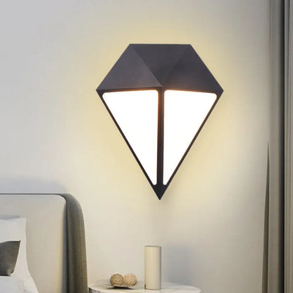 DecorBites™ DecorBites™ Modernist Diamond LED Sconce Light Fixture - Metallic Wall Mount Lamp in Black - Multiple Light Options