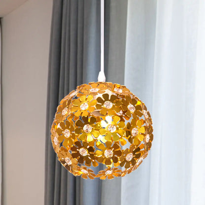 Modernist Domed Pendant Ceiling Lamp - Silver/Purple/Gold with Flower Aluminium Shade