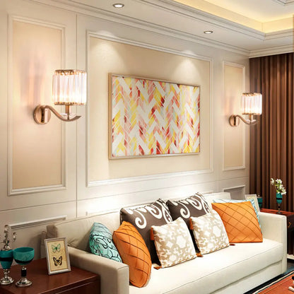 DecorBites™ DecorBites™ Modernist Faceted Crystal Wall Mount Light with Cylinder Shade in Copper - 1 Light Fixture