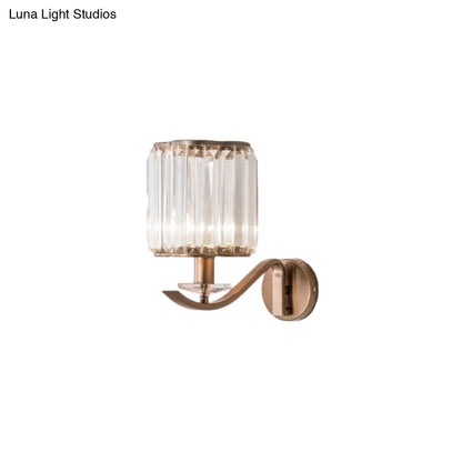 DecorBites™ DecorBites™ Modernist Faceted Crystal Wall Mount Light with Cylinder Shade in Copper - 1 Light Fixture