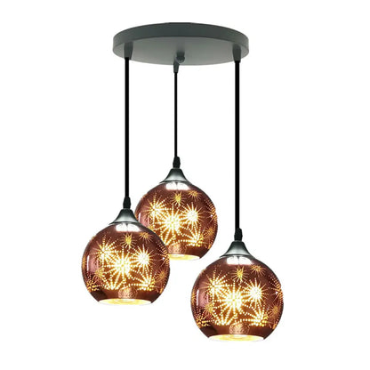 Lámpara de techo modernista de bronce con diseño de fuegos artificiales - Elegante lámpara colgante tipo globo para pasillo