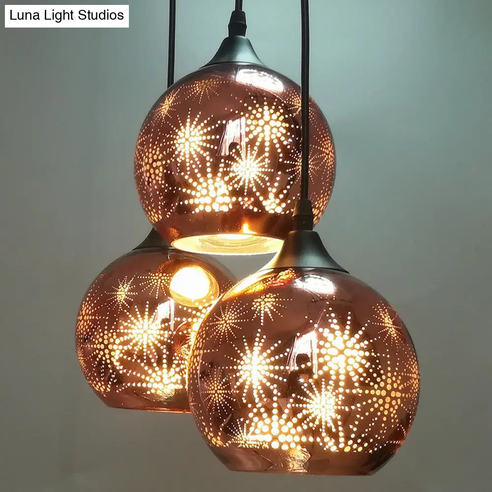 Lámpara de techo modernista de bronce con diseño de fuegos artificiales - Elegante lámpara colgante tipo globo para pasillo