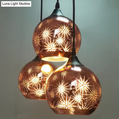 Lámpara de techo modernista de bronce con diseño de fuegos artificiales - Elegante lámpara colgante tipo globo para pasillo