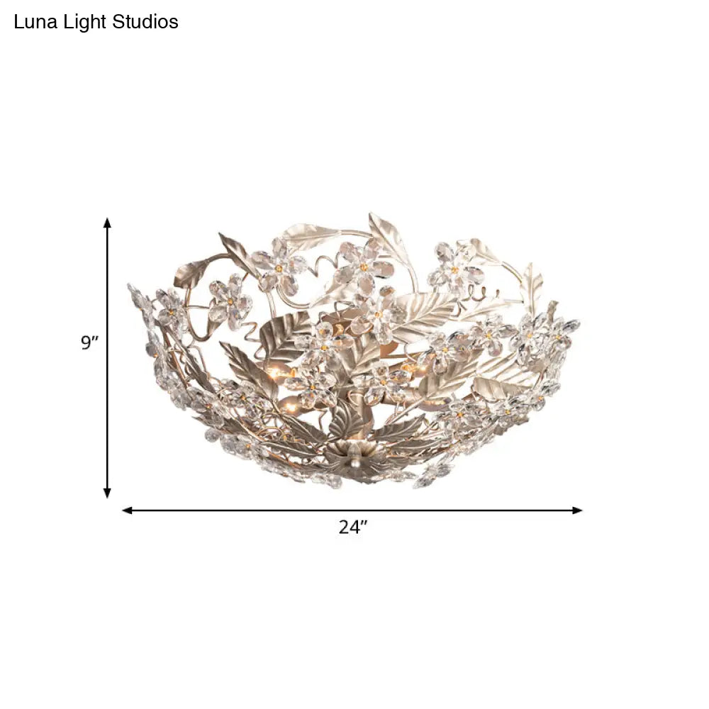 DecorBites™ DecorBites™ Modernist Flower Crystal Ceiling Mounted Fixture with Leaf Corridor Semi Mount Lighting